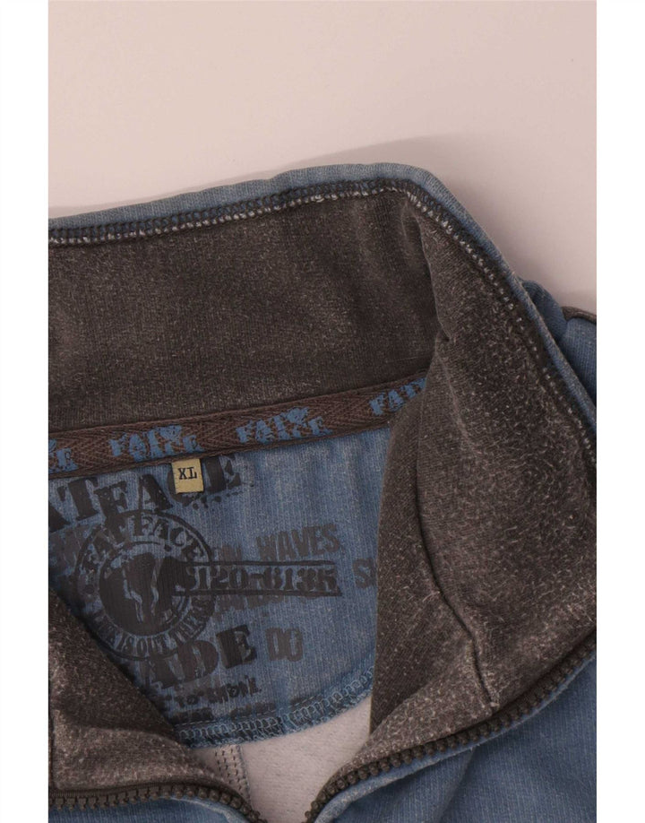 Fat Face Sweat-shirt col zippé pour homme XL en coton bleu