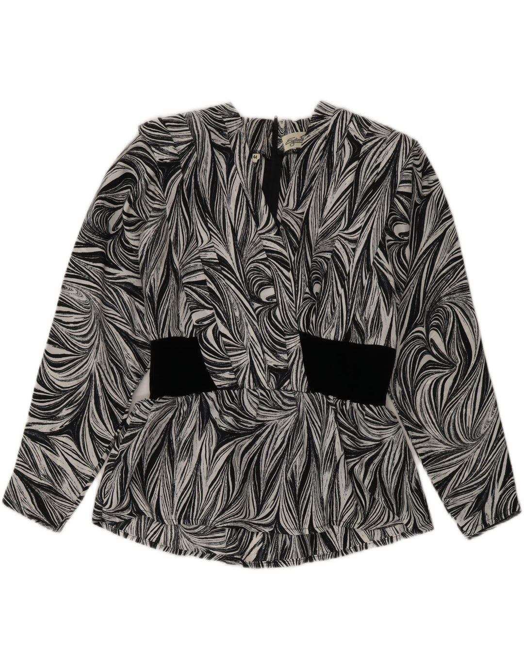 EGON VON FURSTENBERG Womens Abstract Pattern Blouse Top IT 44 Medium Grey Vintage Egon Von Furstenberg and Second-Hand Egon Von Furstenberg from Messina Hembry 