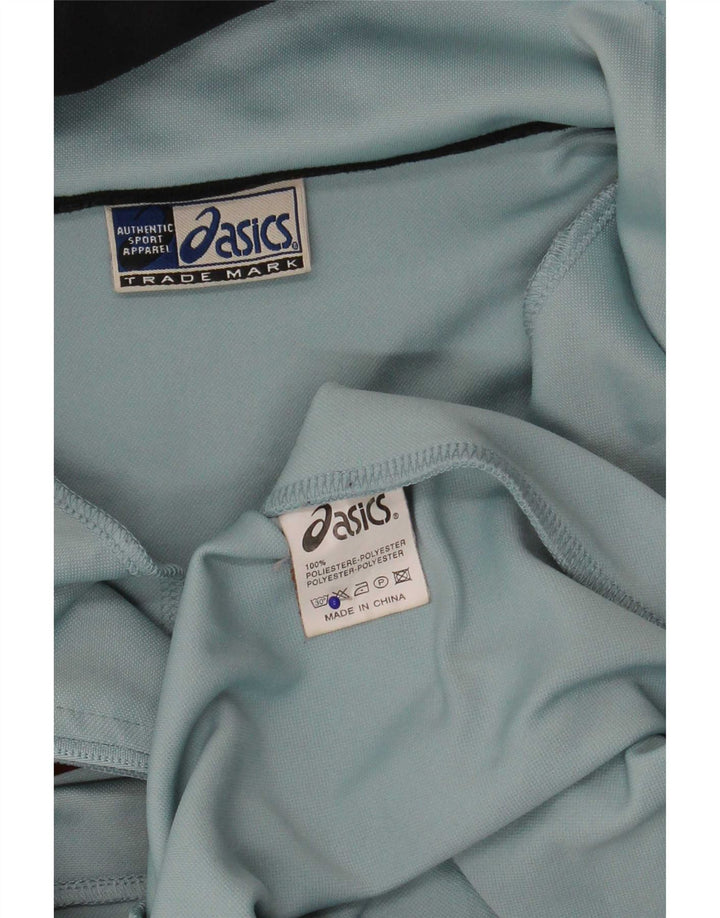 Asics Veste de survêtement à capuche pour homme Small Bleu Colorblock Polyester