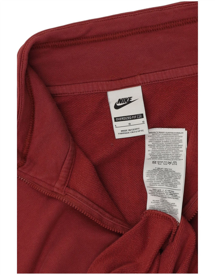 NIKE Sweat-shirt surdimensionné à col zippé pour femme UK 16 Grand Rouge
