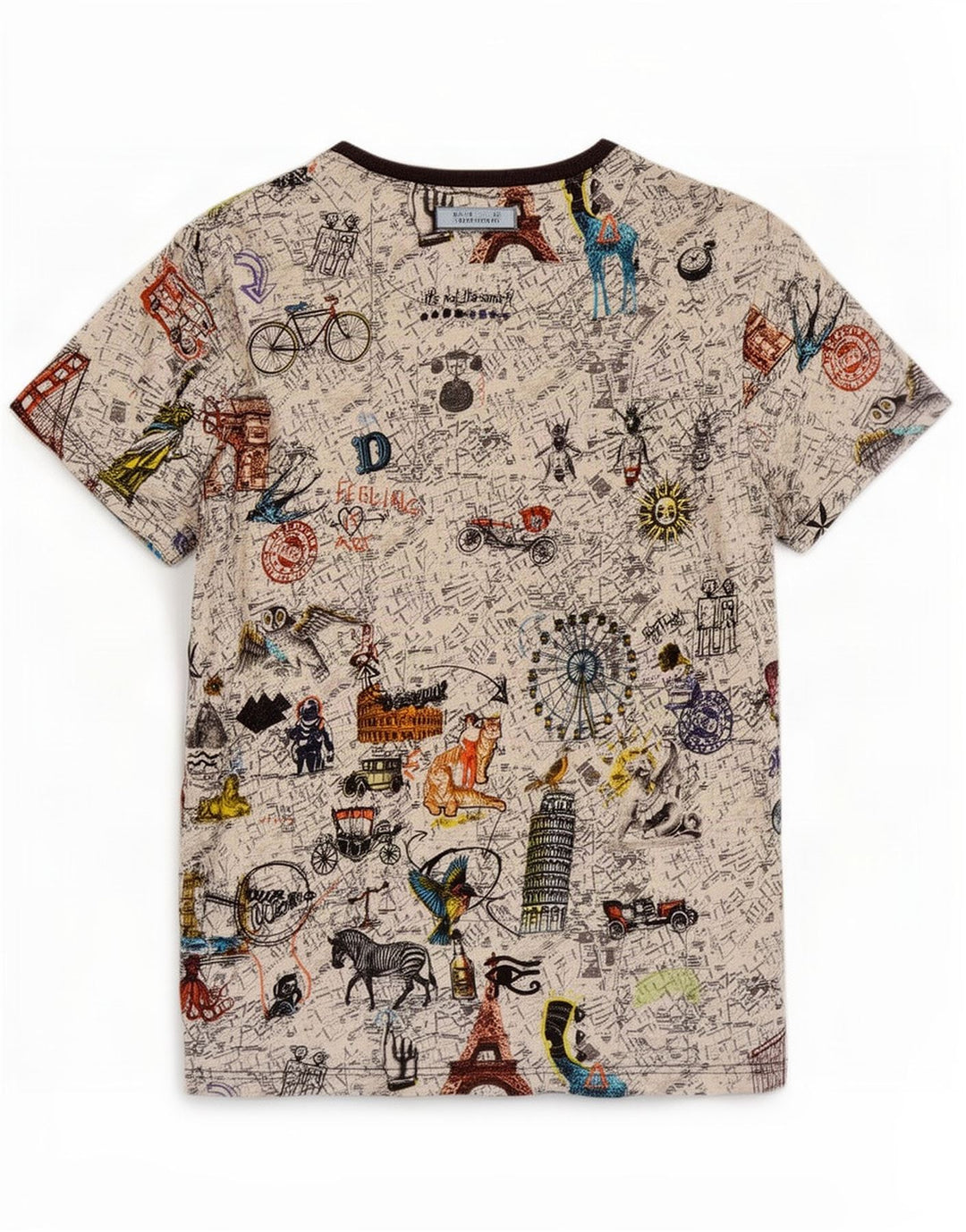 Desigual T-Shirt Graphique Haut Large Coton Multicolore Homme
