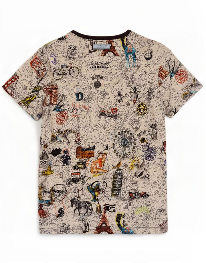 Desigual T-Shirt Graphique Haut Large Coton Multicolore Homme