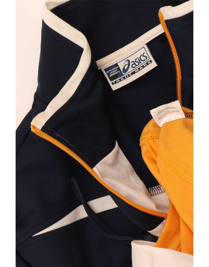Asics Veste de survêtement pour homme Large Bleu Marine Colorblock Polyester