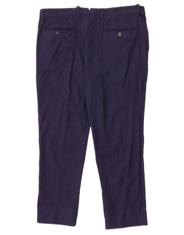 Massimo Dutti Pantalon court pour homme EU 44 Large W34 L25 Bleu marine à carreaux