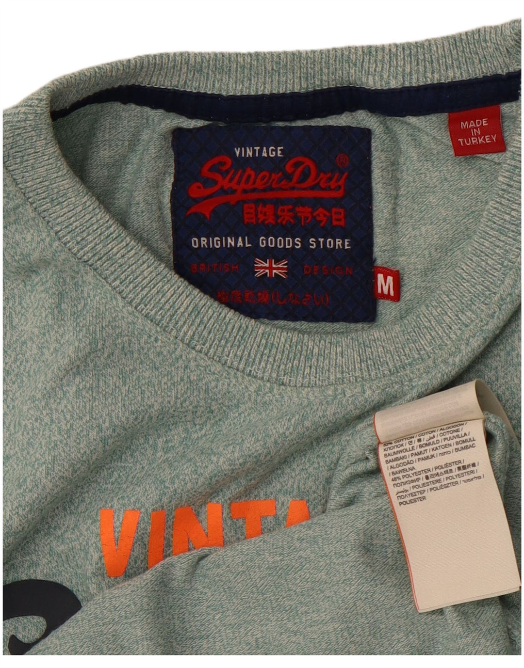 SUPERDRY T-Shirt Graphique Homme Vert Moyen Moucheté Coton