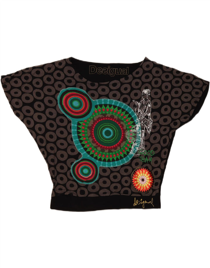 Desigual Chemisier graphique surdimensionné pour femme UK 16 Large Noir Géométrique