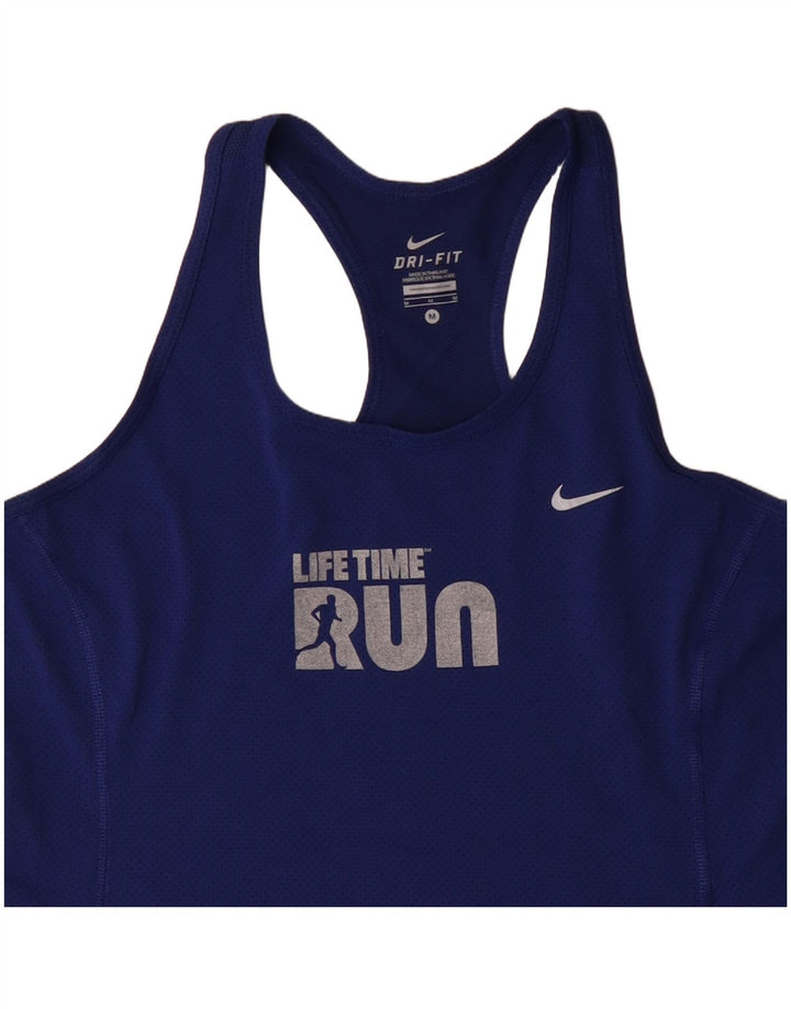 Nike Femme Dri Fit Graphic Débardeur UK 12 Bleu Moyen Polyester