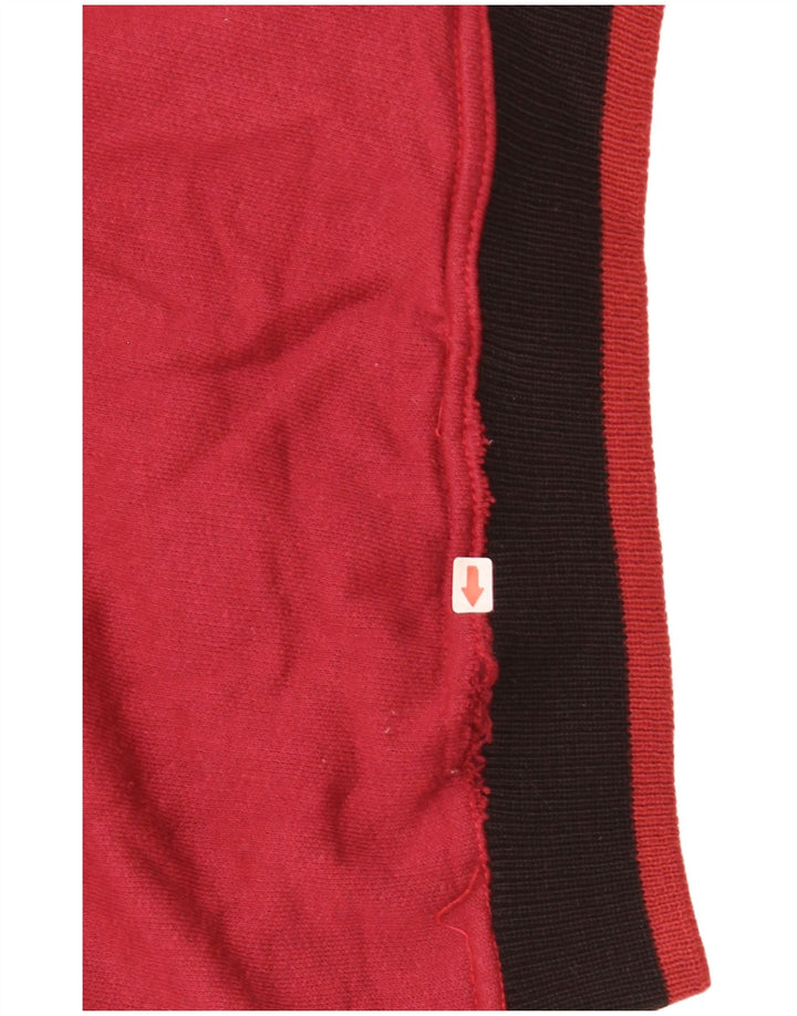 vintage Mens Graphic Sweatshirt Jumper Moyen Rouge Colourblock Coton