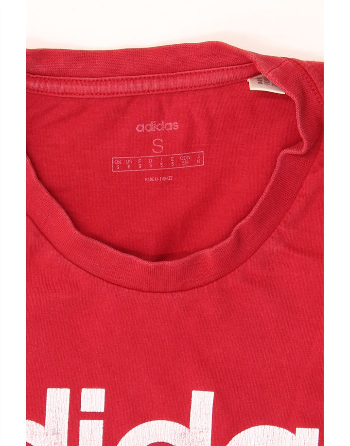 ADIDAS Mens Graphic T-Shirt Top Small Red Cotton Vintage Adidas and Second-Hand Adidas from Messina Hembry 