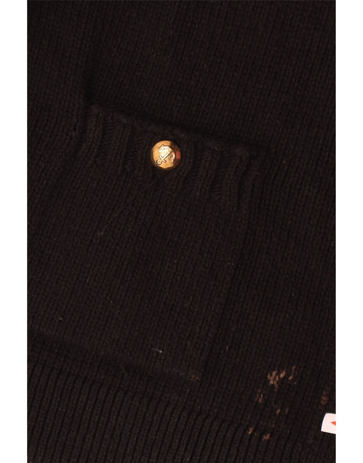 Zara Femme Cardigan Pull UK 14 Moyen Noir Polyester
