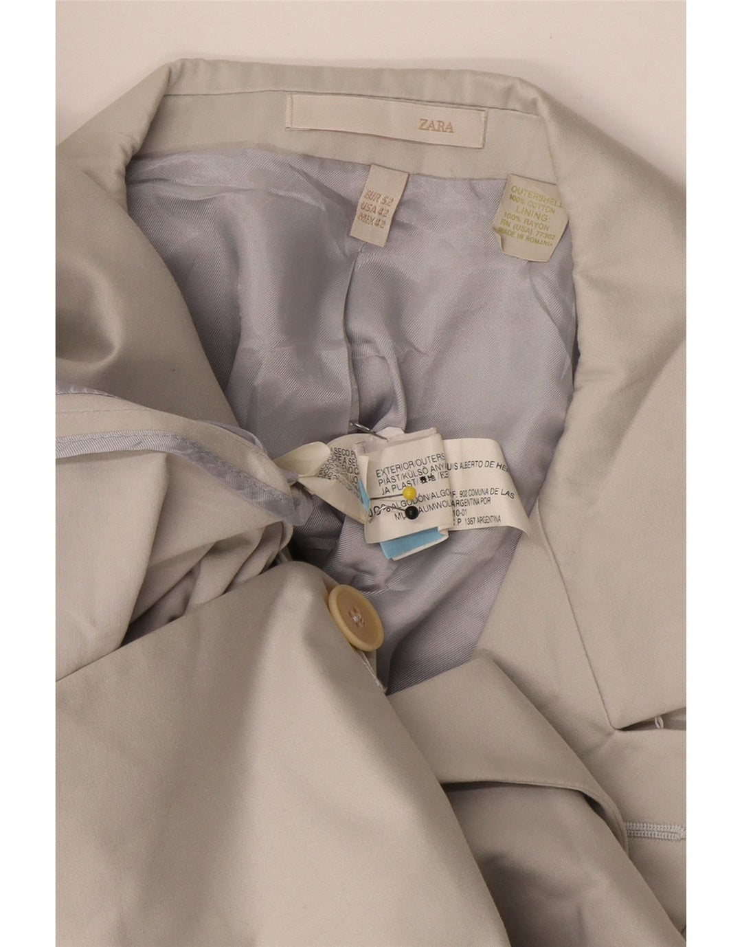 Zara Veste Blazer 2 Boutons Homme EU 52 Grand Coton Beige