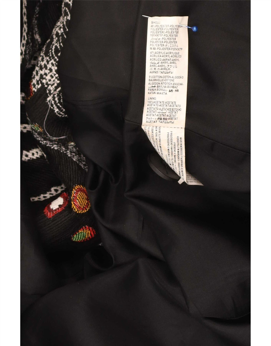 Desigual Pardessus à motif abstrait pour femme EU 46 XL Noir Floral Polyester