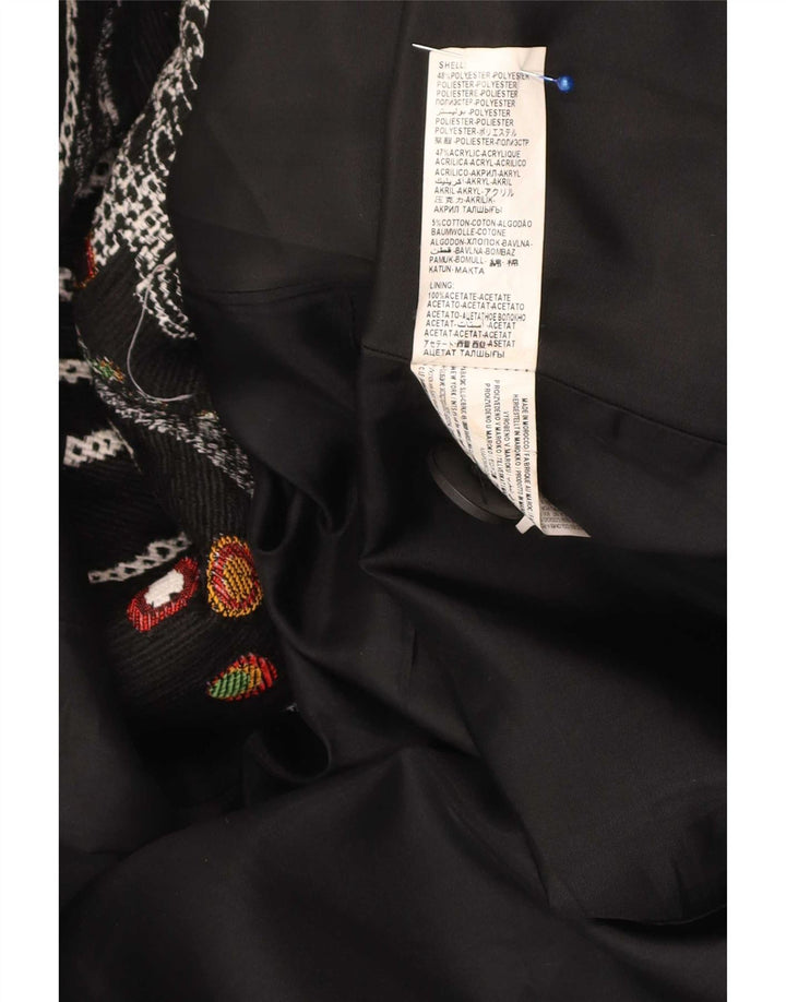 Desigual Pardessus à motif abstrait pour femme EU 46 XL Noir Floral Polyester