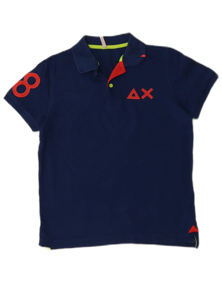 SUN68 Boys Graphic Polo Shirt 9-10 Years Blue Cotton