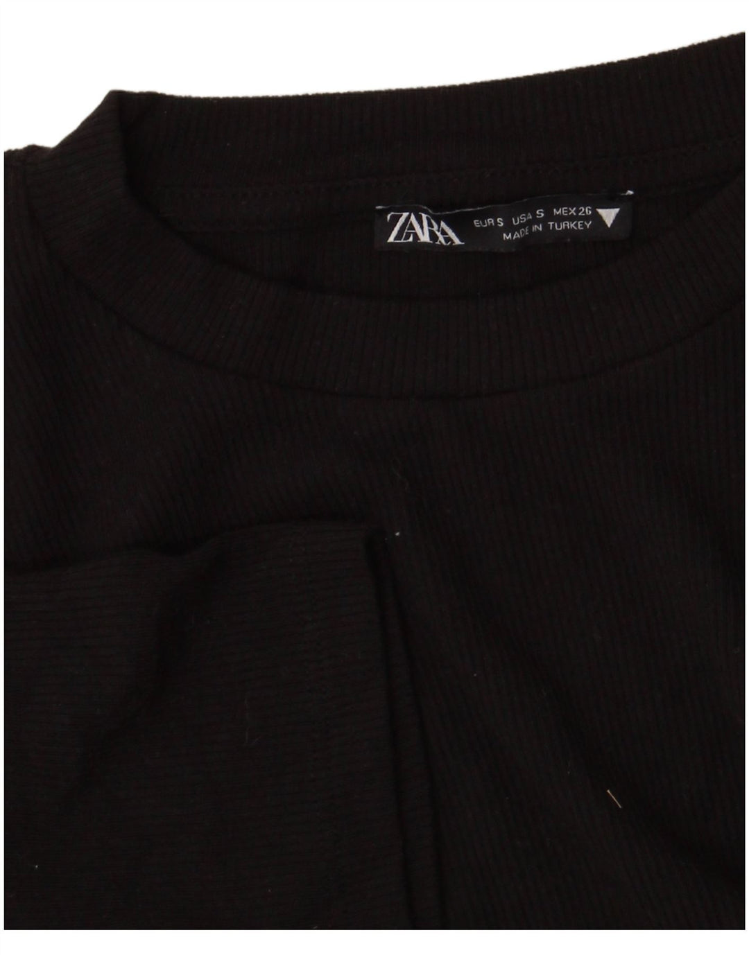 Zara Womens Crop Blouse Top UK 8 Petit Noir