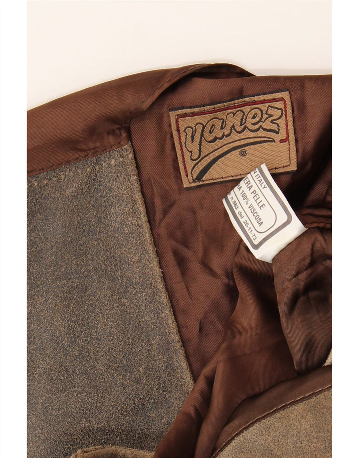 Gilet en daim vintage pour homme en cuir marron moyen