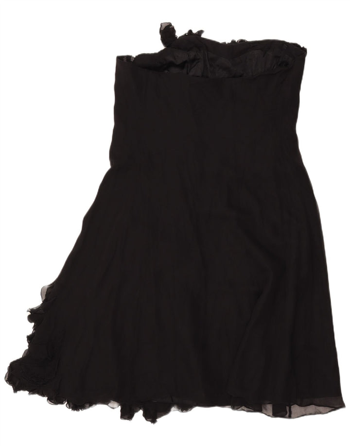 Coast Robe bustier à volants sur le devant pour femme UK 18 XL Soie noire