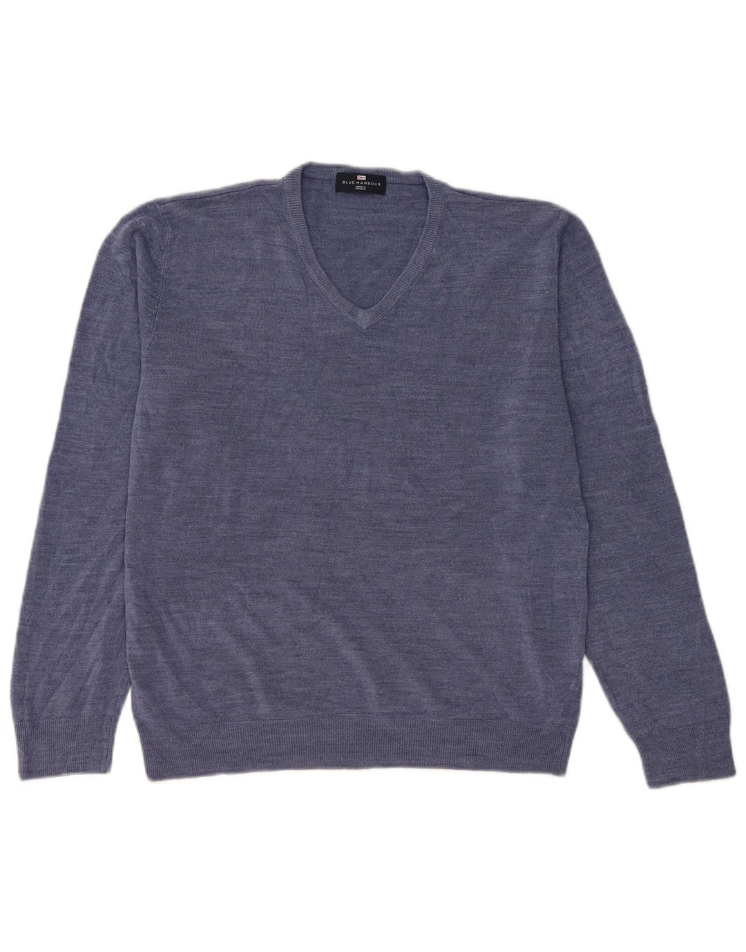 Marks & Spencer Pull à col en V Blue Harbour pour hommes, grand bleu, acrylique