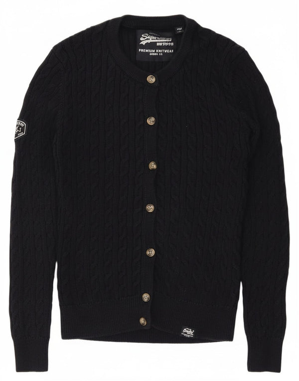 Superdry Pull Cardigan Graphique Femme UK 8 Petit Coton Bleu Marine