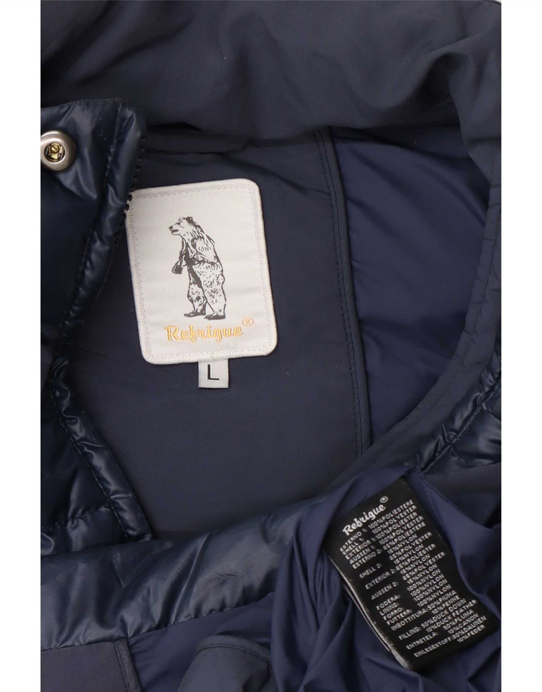 Refrigue Manteau rembourré pour femme UK 14 Large Bleu Marine Polyester