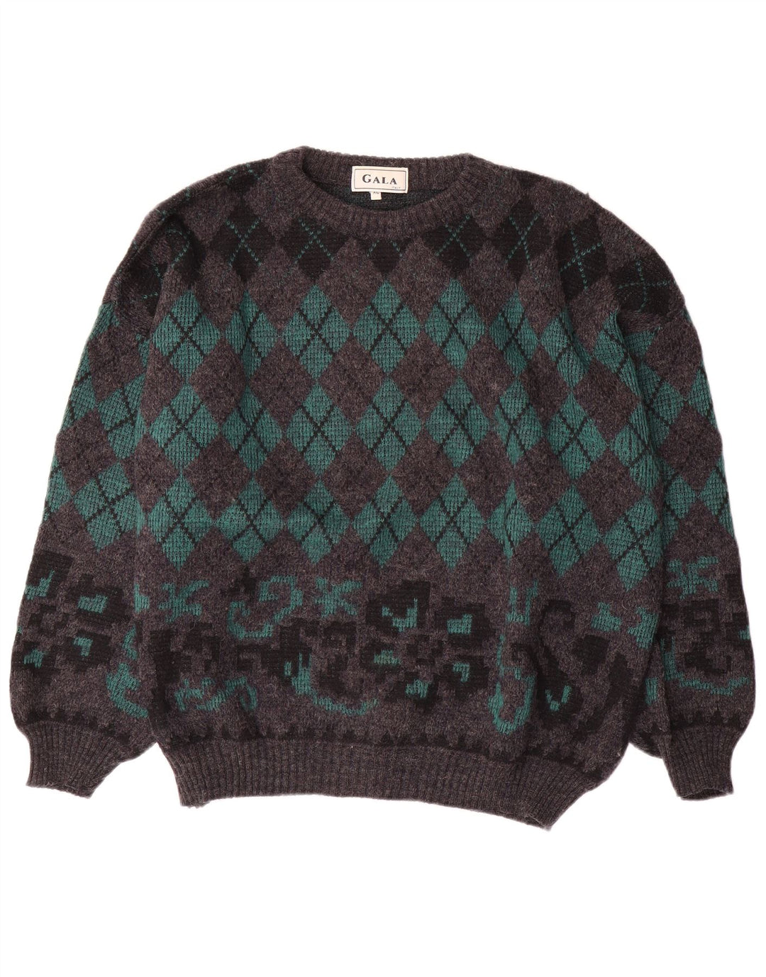 Gala Pull Col Bateau Homme XL Gris Argyle/Diamant Laine