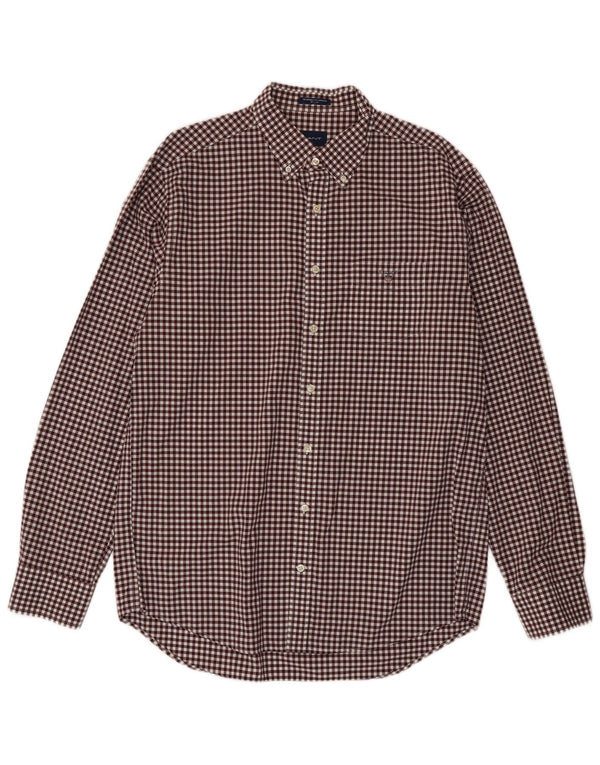 Gant Chemise Homme Taille 41/42 16 1/2 Grand Coton Vichy Bordeaux