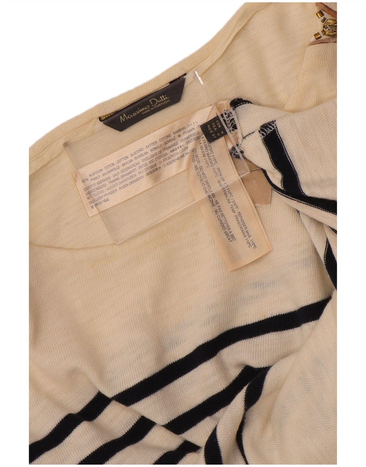 Massimo Dutti Haut à manches 3/4 pour femme en coton rayé blanc cassé moyen UK 12