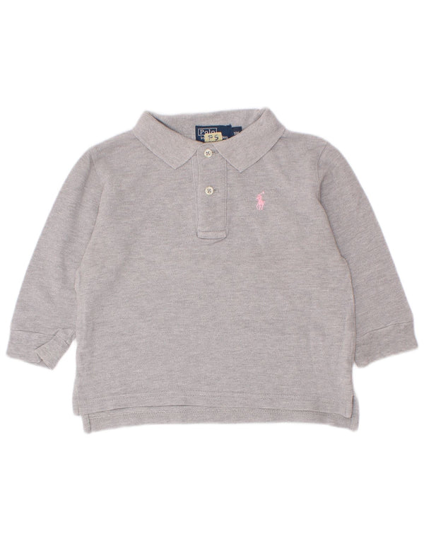 Polo Ralph Lauren Chemise à manches longues pour bébé fille 12-18 mois Gris Coton