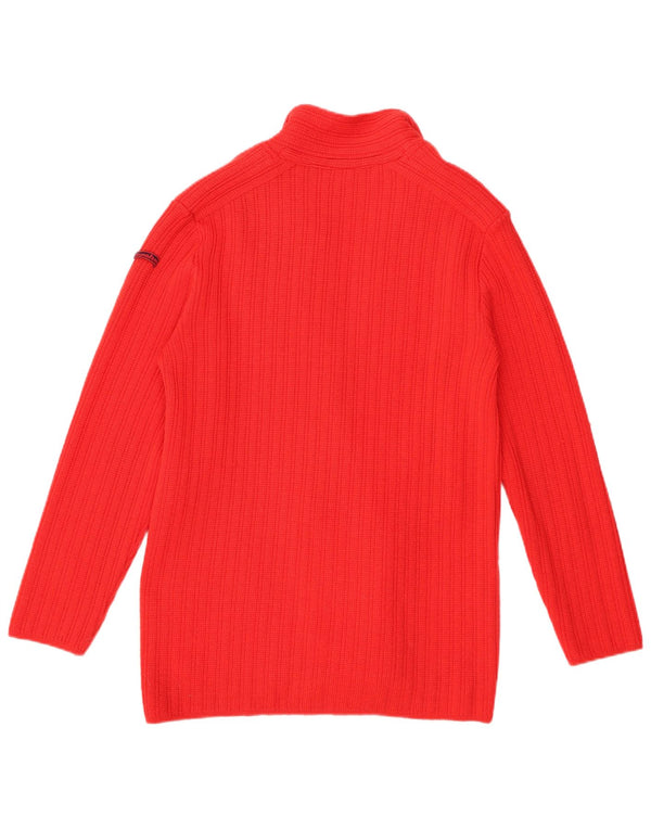vintage Femme Cardigan Pull US 6 Laine Vierge Rouge Moyenne