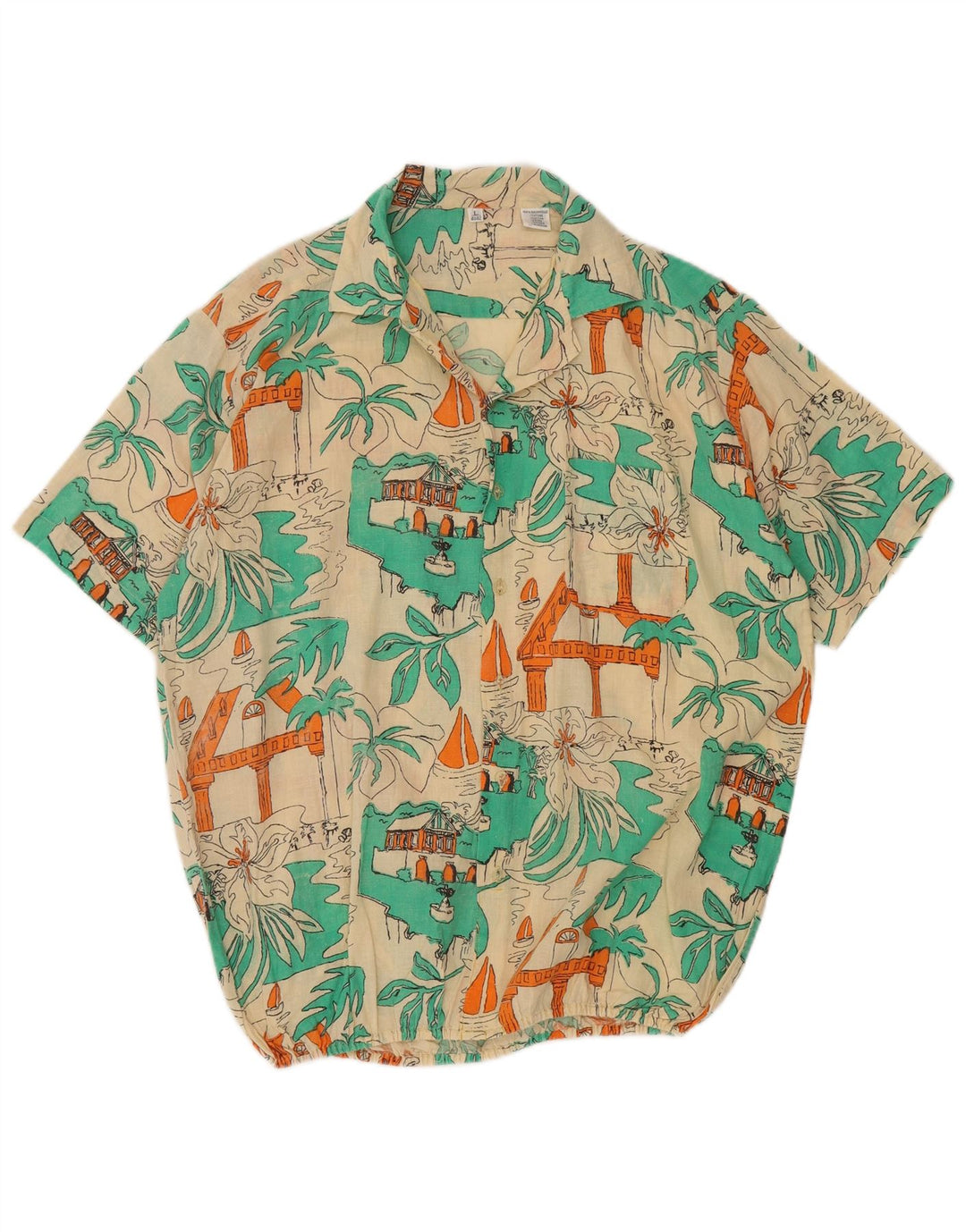 vintage Mens Crazy Pattern Shirt Taille 41/42 Grand Hawaïen Multicolore