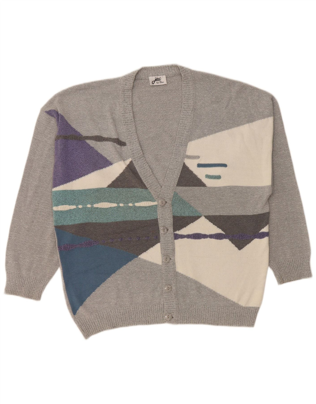 JAC Cardigan Homme Pull IT 52 Grand Gris Colorblock Coton