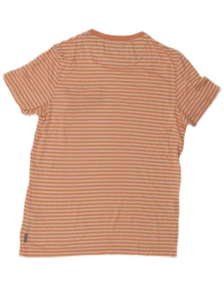Ted Baker T-Shirt Homme Taille 3 Coton Rayé Orange Moyen