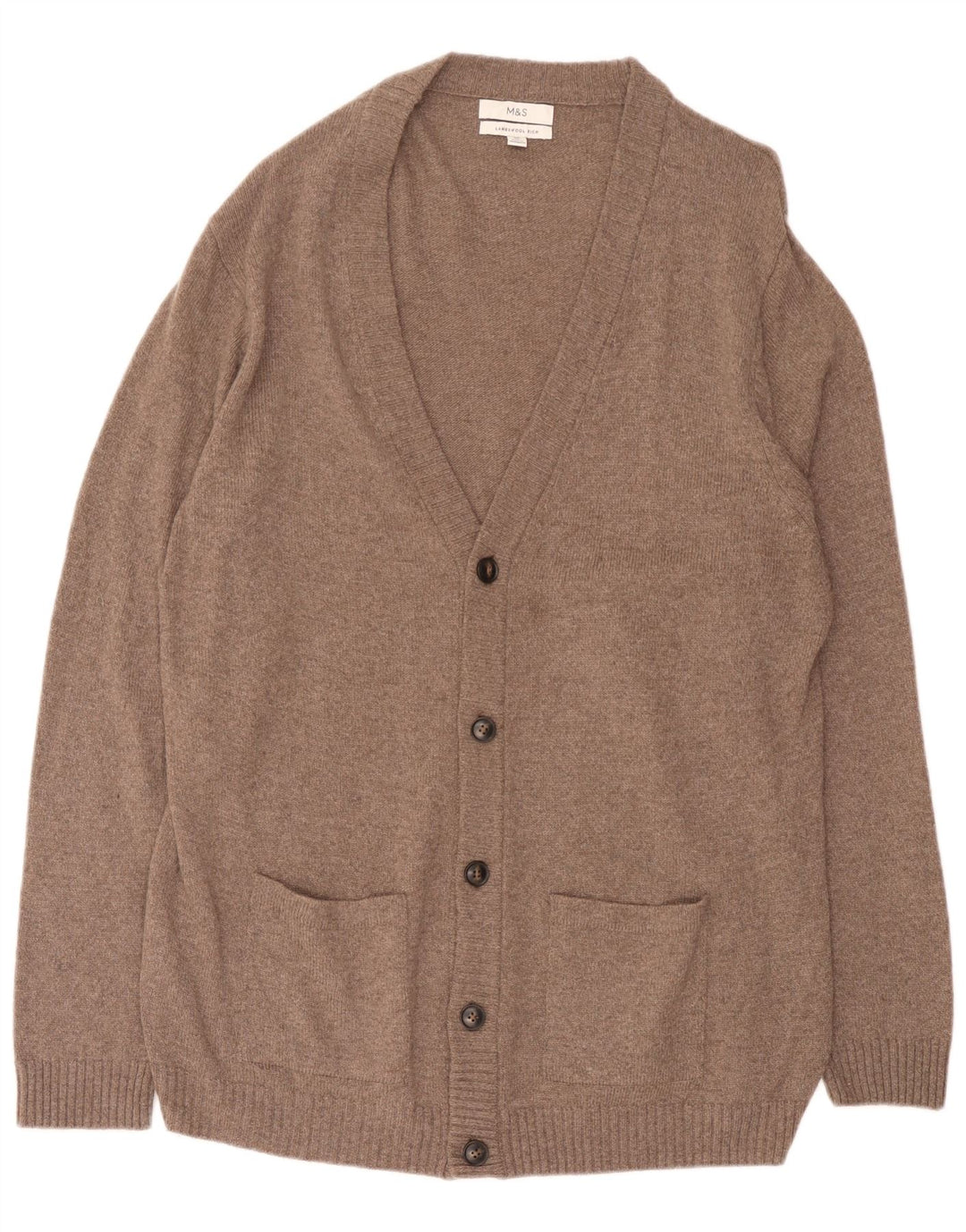 Marks & Spencer Cardigan pour homme en laine mouchetée marron 2XL
