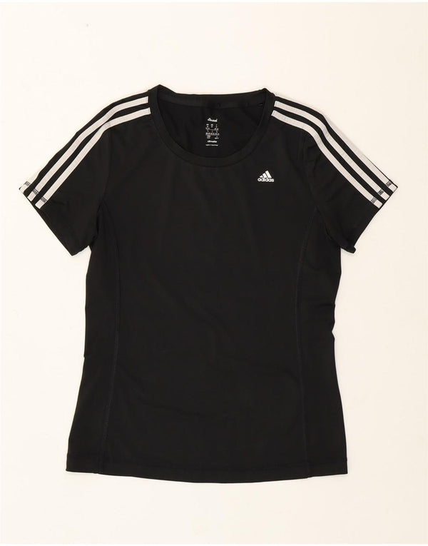 Adidas Climalite T-Shirt Top UK 12/14 Moyen Noir Polyester