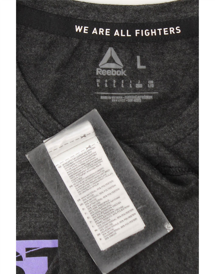 Reebok T-Shirt Graphique Homme Large Gris Polyester
