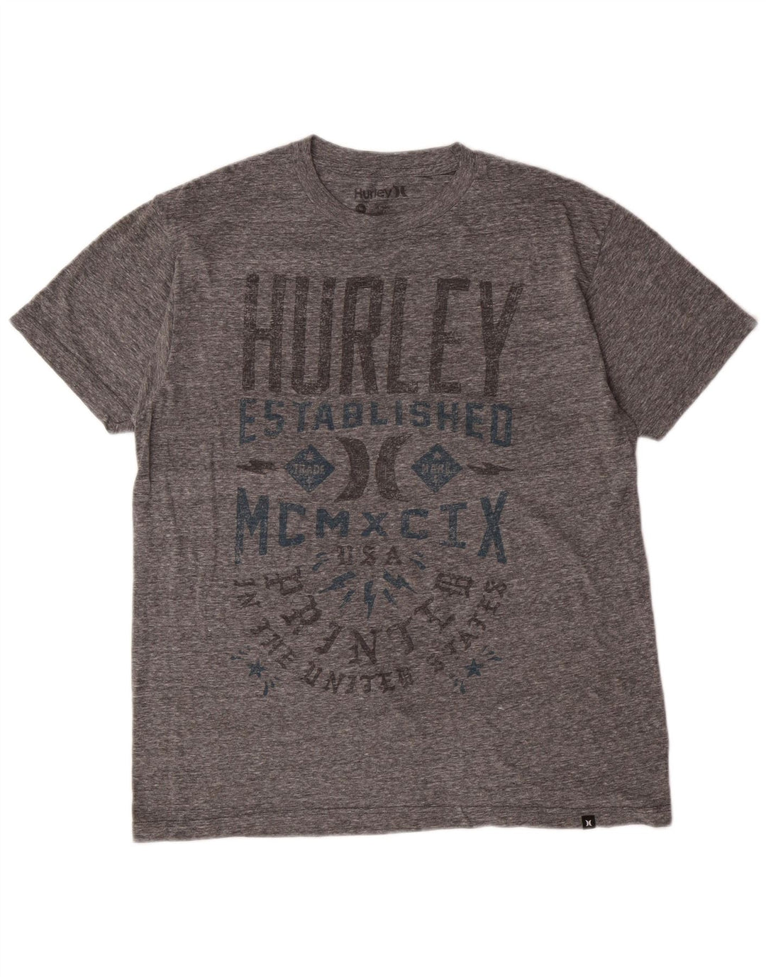 Hurley T-Shirt Regular Fit Graphique Homme Gris Moyen