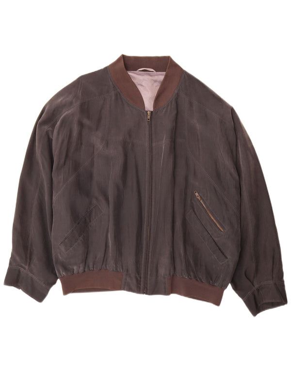 vintage Mens Bomber Jacket UK 42 XL Soie Brune