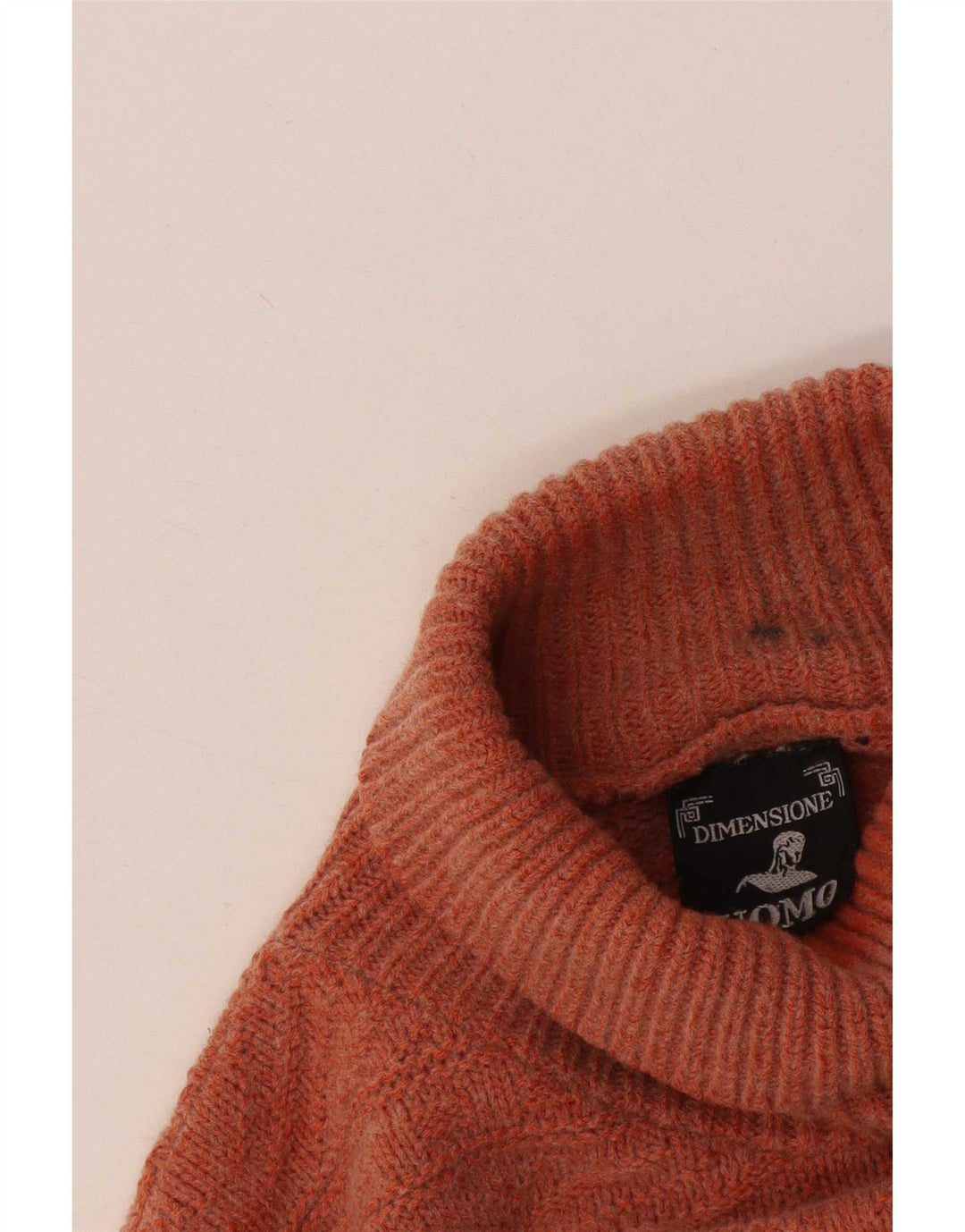 vintage Mens Roll Neck Jumper Pull Grand Orange Fair Isle
