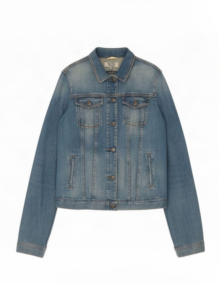 Fat Face Veste en jean pour femme UK 12 Bleu moyen Coton