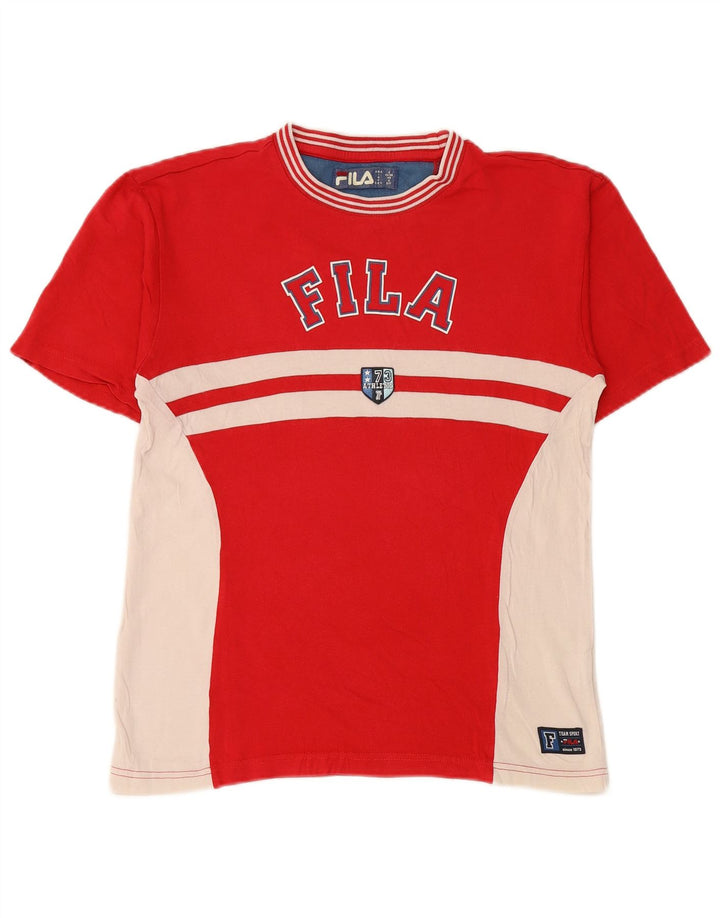 FILA T-Shirt Graphique Homme Petit Rouge Colorblock Coton