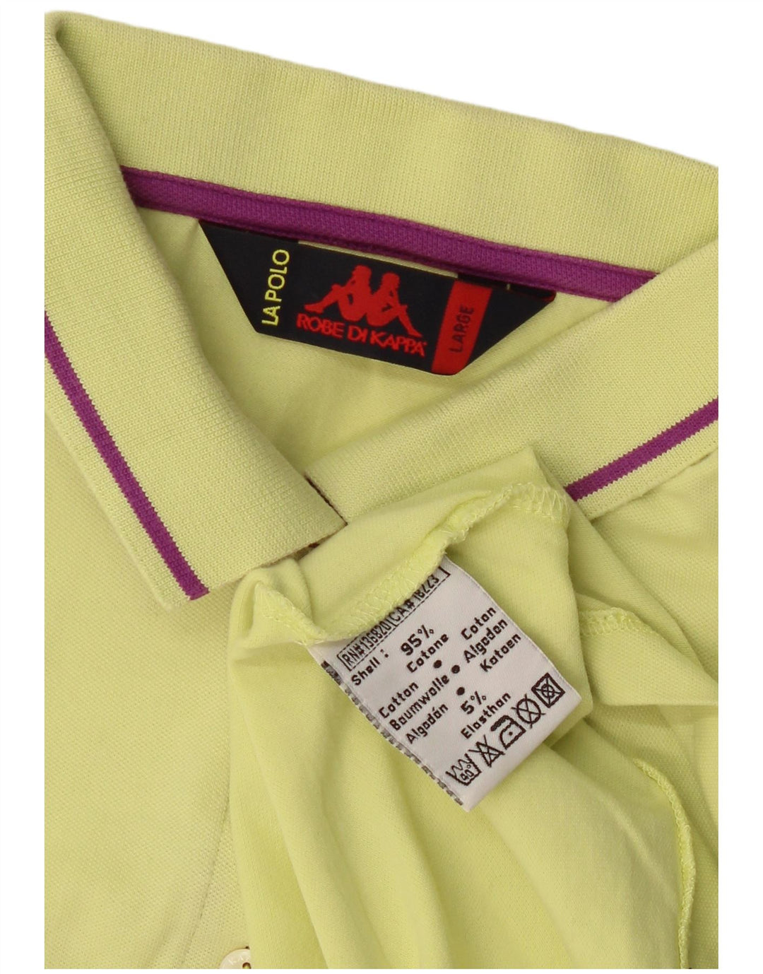 KAPPA Polo Femme UK 14 Large Jaune Coton