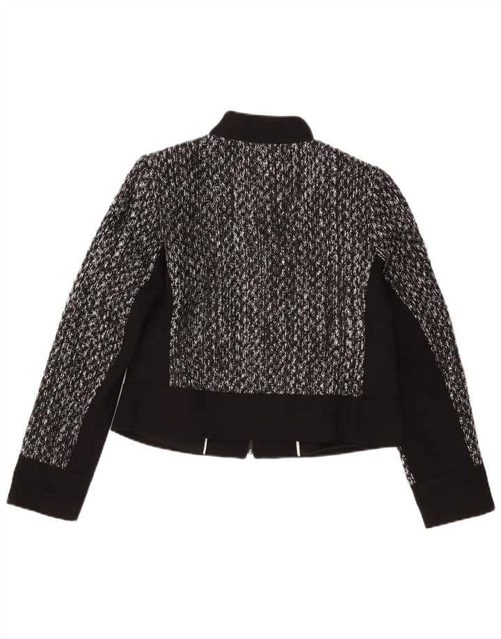 MARKS & SPENCER Womens Crop Blazer Jacket UK 12 Medium Black Flecked