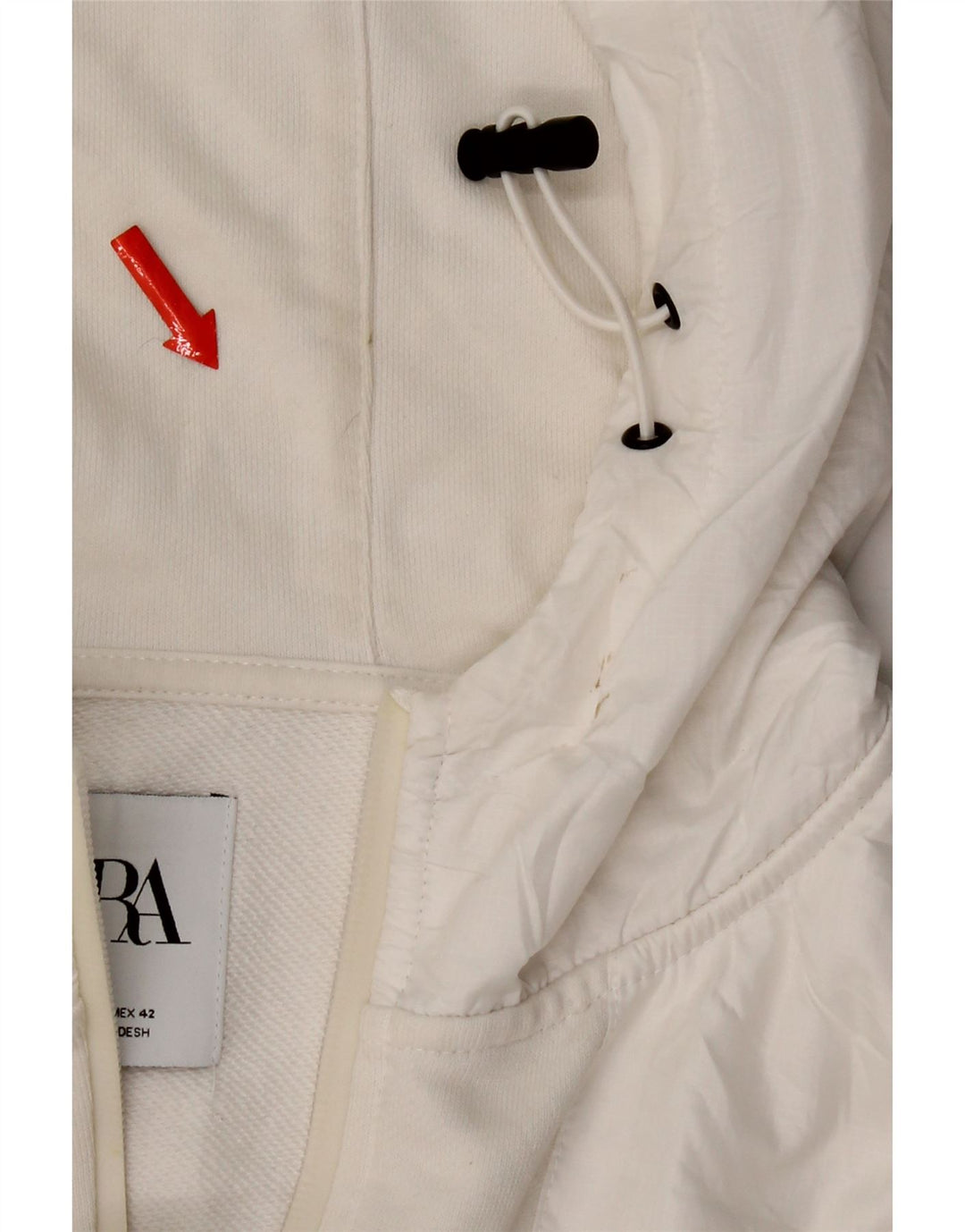 Zara Pull à capuche zippé pour homme Grand coton blanc
