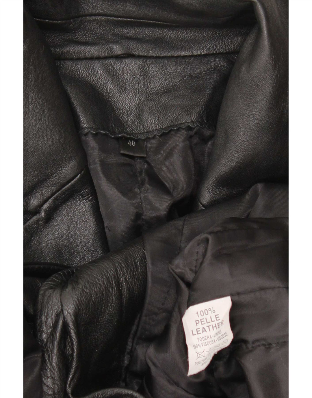 Manteau en cuir femme vintage IT 48 XL Noir