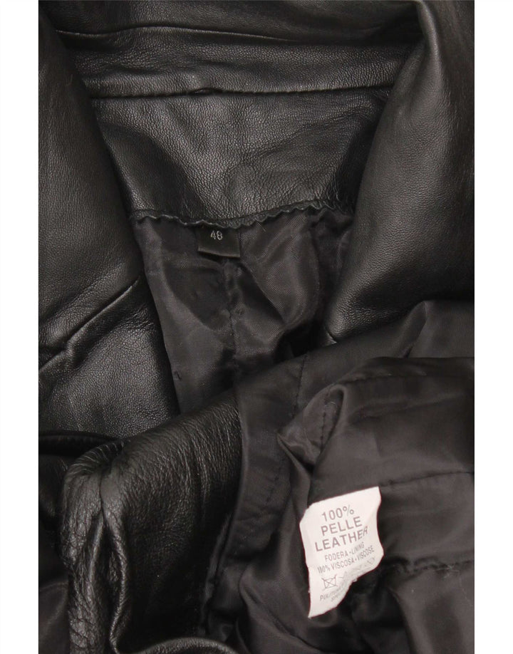 Manteau en cuir femme vintage IT 48 XL Noir