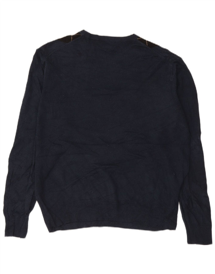 DOCKERS Pull col rond pour homme, grand, bleu marine, motif losanges/diamant