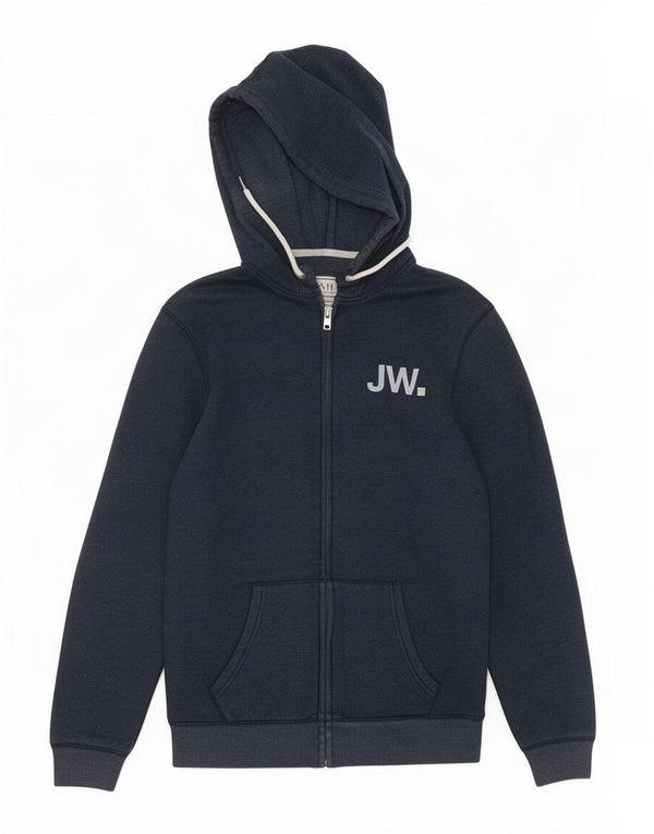 Jack Wills Pull à capuche zippé graphique pour homme en coton bleu marine moyen