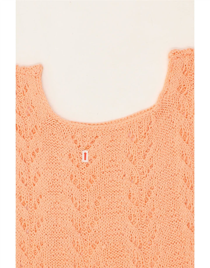 VINTAGE Womens Vest Tank Top UK 14 Medium Orange Vintage Vintage and Second-Hand Vintage from Messina Hembry 