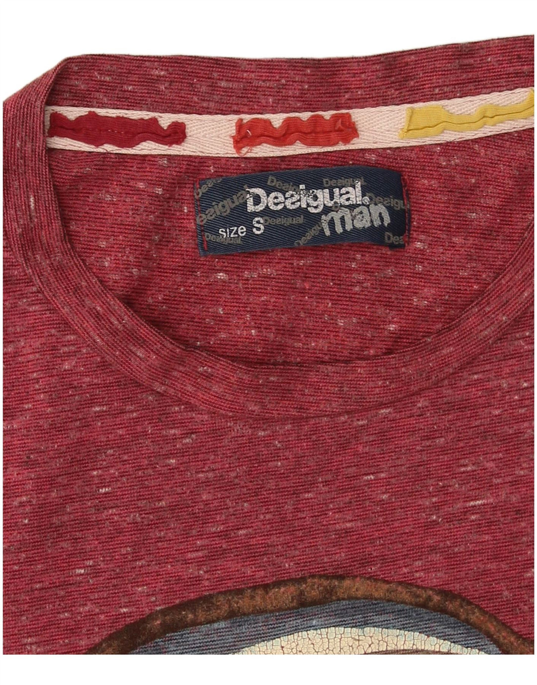 Desigual T-Shirt Graphique Homme Petit Bordeaux Moucheté