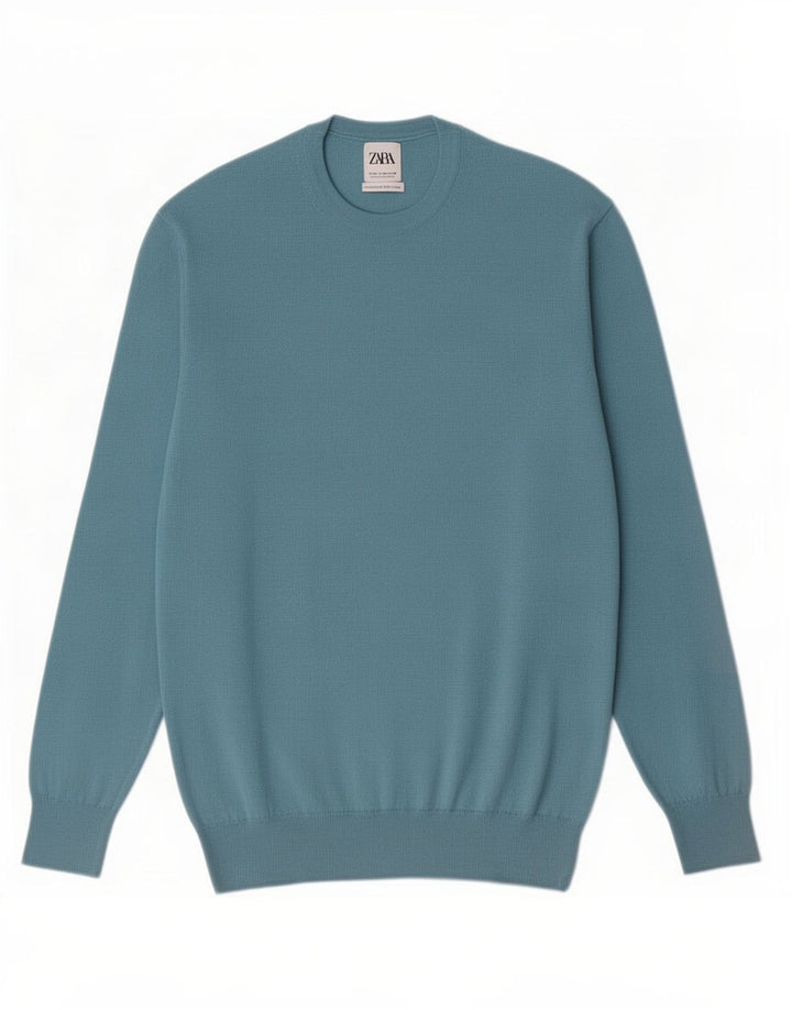 Zara Pull Col Ras Du Cou Homme Bleu Moyen